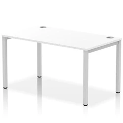 Image of Impulse Bench Single Row 1400 Silver Frame Office Desk White
