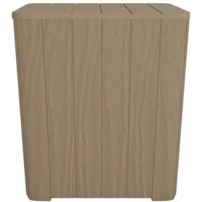 Image of vidaXL Polypropylene Garden Table with Storage Light Brown Rattan Look Design, Outdoor Side Balcony Table, UV Resistant and Weatherproof, Self Assembly Required