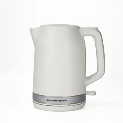 Image of Hamilton Beach Ella Cordless Kettle, 1.7L, Boil Dry Protection, Auto Shut Off, Detachable Filter, Lift &amp; Grip Handle, Push Button Lid, Water Level Window, UK Strix Technology HBK3045MC, Matte White