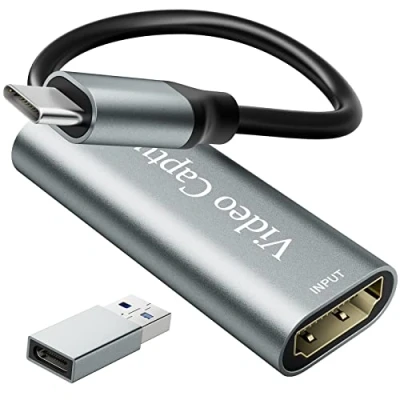 Image of VIXLW Video Capture Card, 4K HDMI to USB C 1080P HD Audio Grabber, Game for Streaming, Gaming, Teaching, Switch, PS4, PS5, Xbox, Compatible with PC/Windows/Mac OS