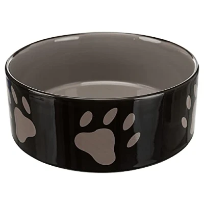 Image of Trixie Ceramic Bowl with Paw Prints for Dogs, 1.4 Litre/20cm, Assorted color (brown or taupe)