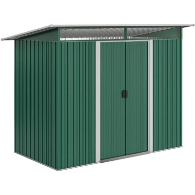 Image of Outsunny 8.5 X 4ft Garden Shed Storage Tool Organizer with Sliding Door Vent Green