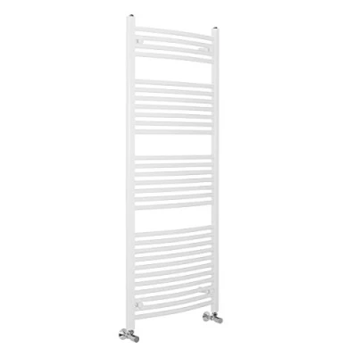 Image of Warmehaus Contemporary Curved Heated Bathroom Towel Rail Radiator Rad 1500 x 600 White