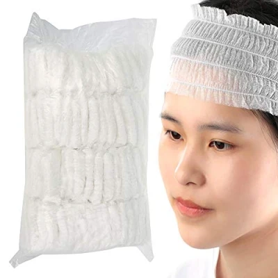 Image of 100pcs Disposable Elastic Hair Wraps Non woven Headbands for Skin Care Spa Salon