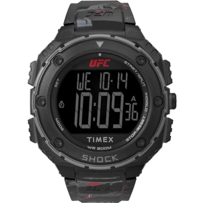 Image of Timex UFC Strength Shock XL Men&#039;s 50mm Black Resin Strap Watch TW2V85100