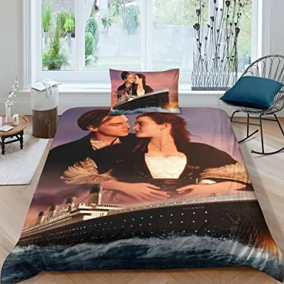 Image of BYTUGI Titanic Duvet Cover Set 3D Printed Bedding Quilt Soft Microfiber with Hidden Zipper Closure for Children And Adults Single（135x200cm）