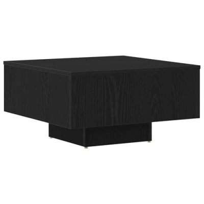 Image of vidaXL Black Oak Coffee Table Modern Square Design, Engineered Wood, Compact 60x60x31.5 cm, Living Room/Office Decor