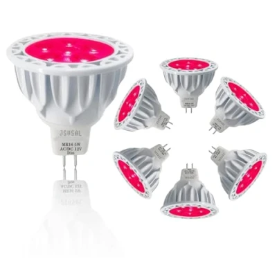 Image of JSVSAL (6 Pack Dimmable Red MR16 GU5.3 Bi Pin Base LED Bulbs,5W, 50W Halogen Equivalent,AC/DC 12V Low Voltage,40 Degree Spotlights for Landscape Yard Garden Tree Pool Holiday Lighting
