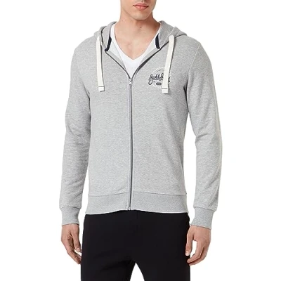 Image of Bestseller A/S Men&#039;s Jjmikk Sweat Zip Hood Jacket, Light Grey Melange, XXL