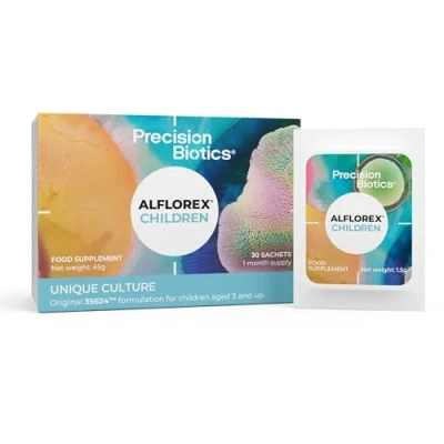 Image of Alflorex Children Gut Health Probiotic Supplements with Unique Bifidobacterium Longum Bacteria Strain 35624 Probiotics for Ages 3+ Vanilla Flavour 30 Powder Sachets