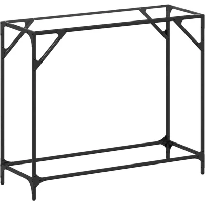 Image of vidaXL Console Table with Transparent Glass Top 98x35x81 cm Steel