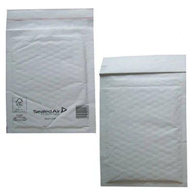 Image of 100 Small E/2 Size Mail Lite White Padded Envelopes Mailers Peel + Seal Bubble Bags 220 x 260mm / 8.5 10.25&quot; Sealed Air Postal Packing Mailing Shipping Postage Posting Self Cushioned Protective Packaging