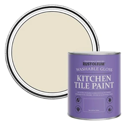 Image of Rust Oleum Beige Water Resistant Kitchen Tile Paint in Gloss Finish Longsands 750ml