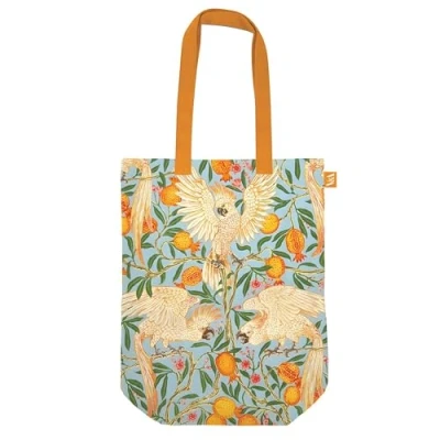 Image of Cotton Tote Bag Cockatoo and Pomegranate Print by Walter Crane Vibrant Fashion Accessory