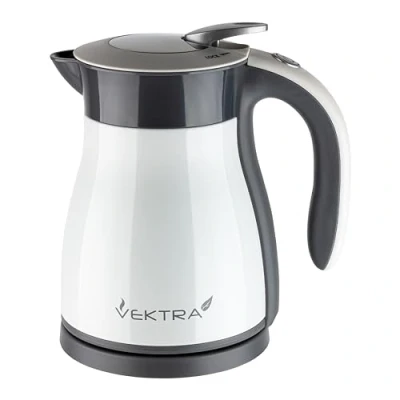 Image of Vektra VEK 1201W Vacuum Insulated Environmentally Eco Friendly Easy Pour Cordless Kettle 1.2 Litre,White