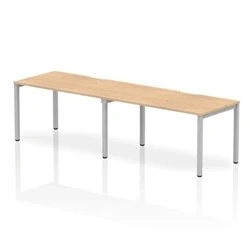 Image of Evolve Single Silver Frame Bench Desk 1400 Maple (2 Pod) BE374