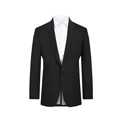 Image of Dobell Mens Black Tuxedo Dinner Jacket Slim Fit Satin Shawl Lapel 38R