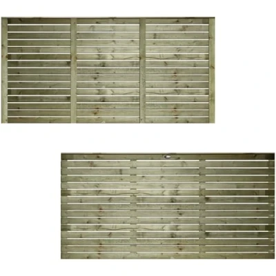 Image of 6ft x 3ft (183cm 90cm) Premier ROMA Single Venetian Style Slatted Garden Capped Flat Top Trellis [Width: 1830mm Height: 900mm] Modern Design Fence Topper Wall Plant Climbing