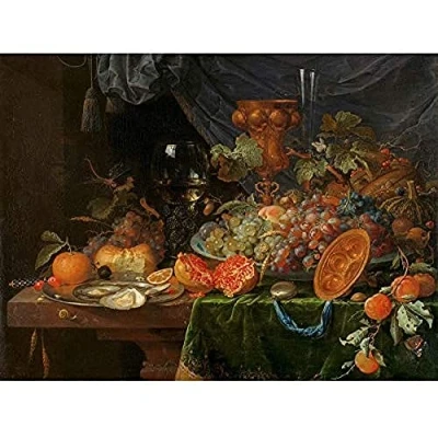 Image of Artery8 Mignon Still Life With Fruit Oysters Painting Unframed Wall Art Print Poster Home Decor Premium