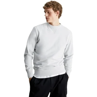 Image of Calvin Klein Jeans Men Sweatshirt Badge Crew Neck no Hood, Grey (Lunar Rock), XXS
