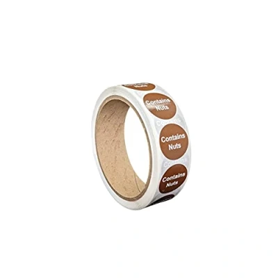 Image of Contains Nuts Food Allergen Labels 1 Inch Round Circle Dots [500 Sticker Roll]