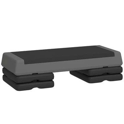 Image of SPORTNOW Fitness Stepper, 3 Height Adjustable Aerobic Step, Non Slip Exercise Step Board for Home Gym Office Workout, 10.5cm, 15.5cm, 20.5cm, Grey