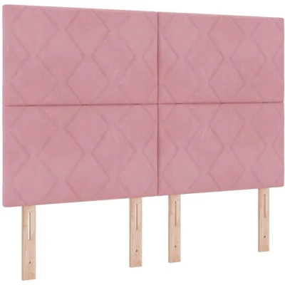 Image of Led Headboard Diamond Blocks Design Pink 160 cm Velvet Vidaxl