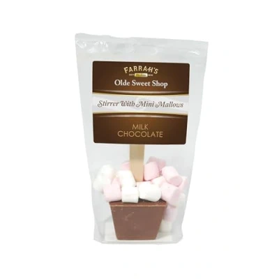 Image of Farrah&#039;s of Harrogate Smooth Milk Chocolate Stirrer With Mini Mallows (50g)