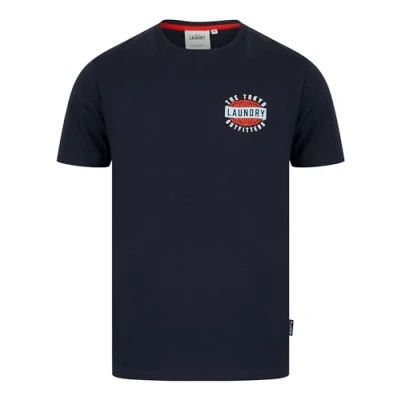 Image of Tokyo Laundry Men&#039;s &#039;Midi&#039; Retro Graphic Cotton Crew Neck T Shirt Maritime Blue
