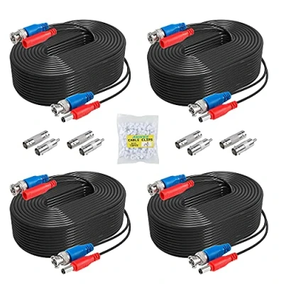 Image of ANNKE 4 Pack 30M/100 Feet BNC Video Power Cable Security Camera for CCTV Surveillance DVR System Installation, Free RCA Connector Included