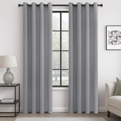 Image of MRTREES Blackout Curtains Bedroom 90 Drop 2 Panels Light Grey Eyelet Thermal Curtain for Living Room Soft Texture Window Treatments Kids 46x90 Inch 117x228 CM