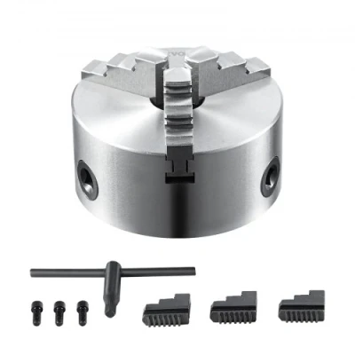 Image of VEVOR 3 Jaw Lathe Chuck, 6&#039;&#039;, Self Centering 0.14 6.3 in/3.5 160 mm Clamping Range with T Key Fixing Screws Reversible Jaws, for 3D Printer Machining Center Milling Drilling Machin