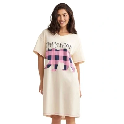 Image of Hatley Women&#039;s Sleepshirt Night Shirt, White,Pink and Blue, One Size