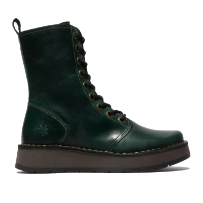 Image of Fly London Womens Green RAMI043 Casual Leather Lace up Ankle Dress Boots Dark Size UK 3