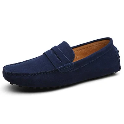 Image of Mens Loafers Moccasin Shoes Smart Casual Wide Fit Slip On Summer Breathable Flats Dark Blue 11.5 UK