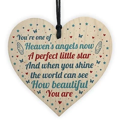 Image of RED OCEAN Baby Memorial Plaque Wooden Hanging Heart Sign Bereavement Miscarriage Stilllborn Gifts For Mum Keepsake