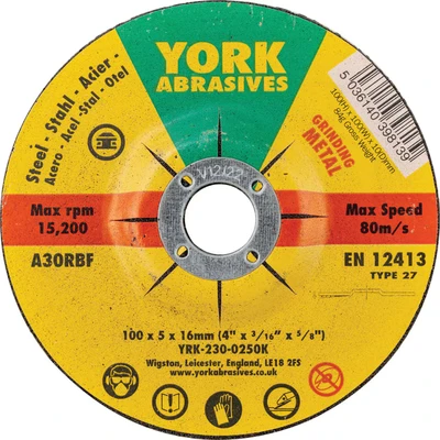 Image of York 100X5X16MM A30RBF DPC Grinding Disc, Type 27