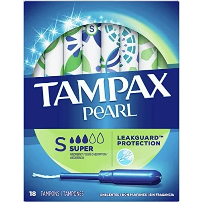 Image of Tampax Pearl Plastic, Super Absorbency, Unscented Tampons 18 Count