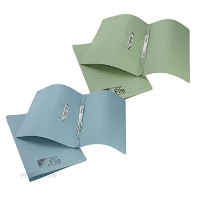 Image of [20 Pack] Blue &amp; Green Office Foolscap Transfer Spring Files 285gsm 32mm Capacity