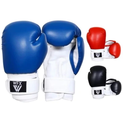 Image of Kids Boxing Gloves for Martial Arts Sparring Junior Mitts Heavy Duty Leather MMA Training Punch Bag Striking Muay Thai Kick Boys and Girl (Blue, 4OZ)