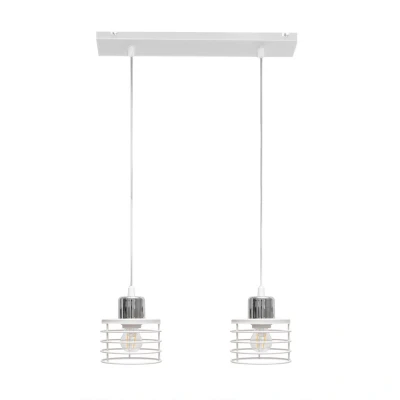 Image of Edison Straight Bar Pendant Ceiling Light White, Chrome 40cm