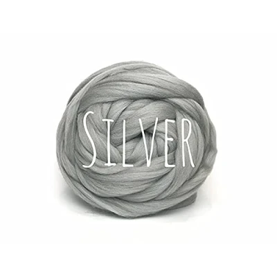 Image of Chunky Wool Silver for arm Knitting Blanket Weaving Felting Jumbo Yarn Giant Soft 50g (0.11lb)