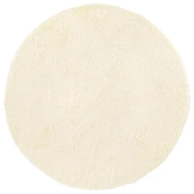 Image of vidaXL Shaggy Rug Round High Pile, Cream, 160x160 cm, Non Slip Polyester Modern Carpet for Living Room, Bedroom, Office, Indoor/Outdoor
