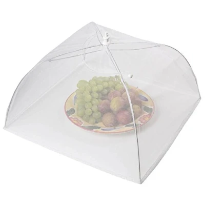 Image of KitchenCraft Pop Up Mesh Food Cover Dome, Fine Net Umbrella, Metal Wire Frame, 40.5 cm (16&quot;), White