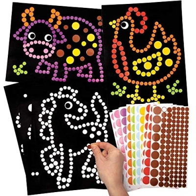Image of Baker Ross FE474 Farm Dotty Art Pack of 8, No Mess Crafts for Kids to Decorate and Display Arts Activities