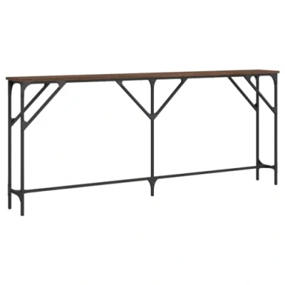 Image of vidaXL Console Table in Brown Oak Engineered Wood with Metal Frame Versatile for Hallway, Living Room, Entryway or Sofa