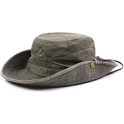 Image of THENICE Unisex Cotton Sun Cap Outdoor Bucket Mesh Boonie Hat (S01 Army Green)