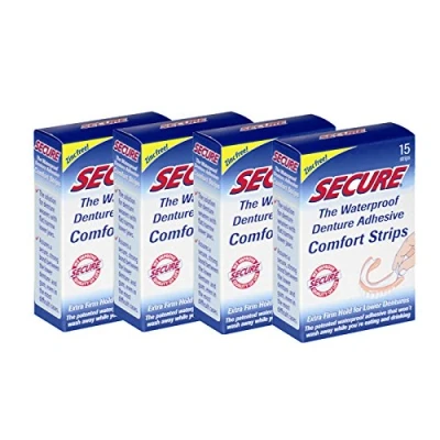 Image of 4 x FITTYDENT SECURE Denture Adhesive Strips 15&#039;s (4 Pack) lower price