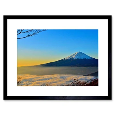 Image of Wee Blue Coo PHOTOGRAPH LANDSCAPE LANDMARK JAPAN MOUNT FUJI BLACK FRAMED ART PRINT B12X3715