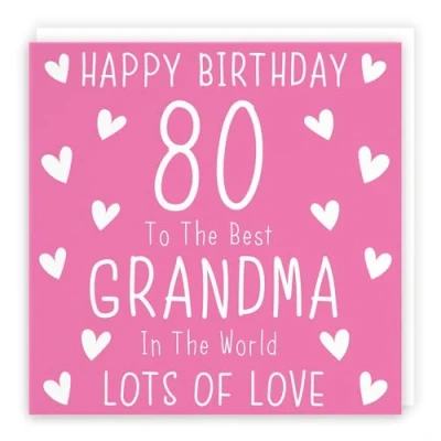Image of Hunts England Large Grandma 80th Birthday Card Happy 80 To The Best In World Lots Of Love Iconic Collection 210 x mm Age